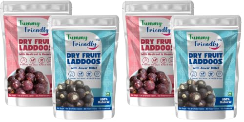 Image of TummyFriendly Dry Fruit Laddu. Healthy Dry Fruit Laddus with Dates - Sugar Free Snacks for Kids, Adults & Pregnant Women. Healthy snacks for kids. homemade dry fruit laddus. No Sugar. Dry Fruit Ladoo with Beetroot & Coconut (Beetroot-Jowar-2X100g)