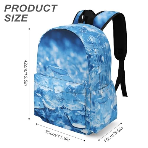 Blue Ice Cube Background Printed Backpack Water-Resistant Pack Bulk Backpack Lightweight Travel Backpack3