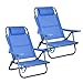 Pack de 2 Sillas de Playa Reclinables Plegables con Reposacabezas | Sillas Portátiles para Jardín, Camping, Piscina, Terraza | Estructura de Aluminio Ligera y Tela Transpirable Resistente