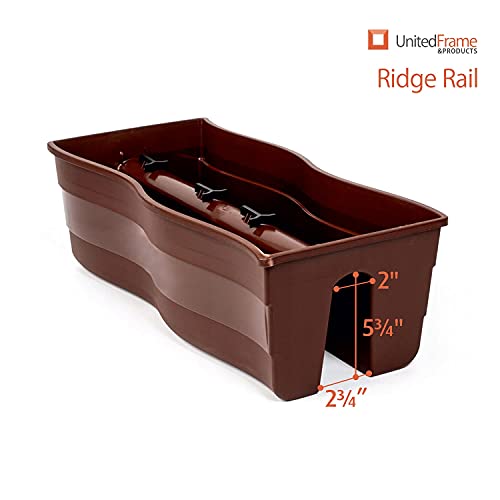United Frames And Products “Ridge Rail” Long Rectangular Flower Pot, Plant Window Box- Indoor/Outdoor Hanging Rail Planter – Patio, Deck, Balcony, Garden 2 Pack (Brown) #TOP2