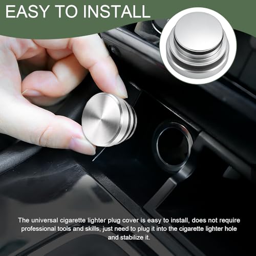 Image of Car Cigarette Lighter Plug Cover, Car Cigarette Lighter Dustproof Cap, Waterproof Cigarette Lighter Socket Cap, Universal Aluminum Alloy Lighter Cover for Cars, Boats, SUVs, Trucks