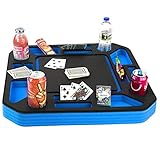 Polar Whale Floating Poker Table Blue and Black Game Tray for Pool Beach Party Float Lounge Durable Foam 23 Inch Chip Slots Drink Holders Deck