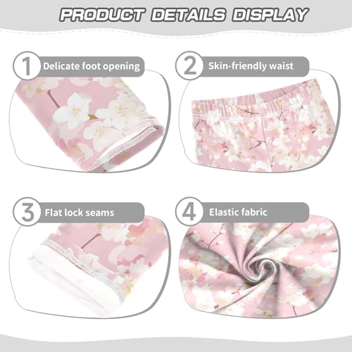 Cherry Blossoms Kids Baby Girls Athletic Leggings Stretchy Full Length Athleisure Pants Gym3