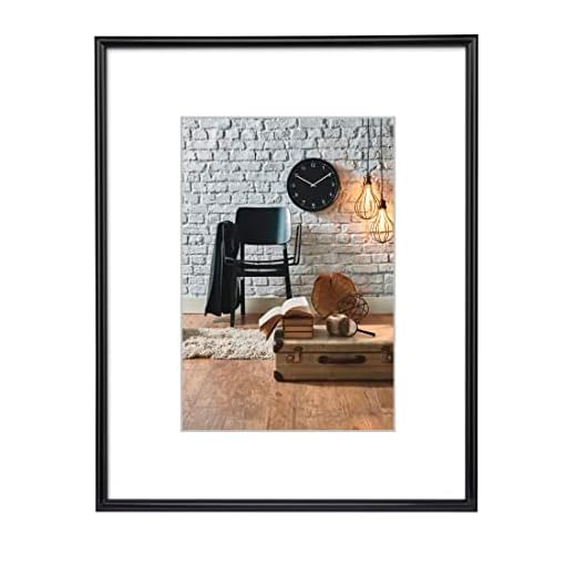 Hama Bilderrahmen Sevilla DIN A3 (29,7x42 cm) (Fotorahmen mit Papier-Passepartout 18x24 cm, Rahmen aus bruchsicherem Kunststoff Glas zum Aufhängen) schwarz
