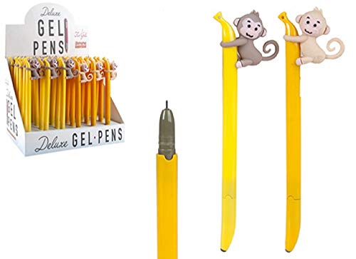 Lot de 2 stylos à bille à pointe fine parfumé à la banane avec joli singe noir Cover