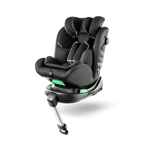 b bellelli - MAXIMO² AIR, Seggiolino Auto ISOFIX Rotante e Basculante, i-Size, 40-150 cm (0-36 kg), con Side Impact Protection System e Stabilizzatore, Pieghevole e Regolabile, Nero, 0-12 Anni