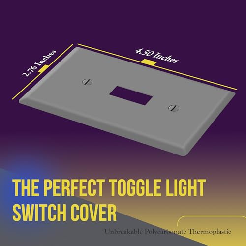 Image of ENERLITES Toggle Light Switch Wall Plate Cover, Gloss Finish, Size 1-Gang 4.50 inch x 2.76 inch, Unbreakable Polycarbonate Thermoplastic, 8811-GR-10PCS, Gray (10 Pack), Grey