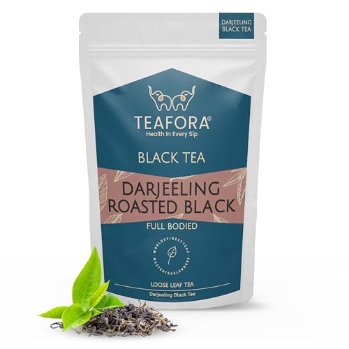 Image of TEAFORA Darjeeling Roasted Black Tea | Darjeeling Loose Leaf Tea | Full Bodied & Robust | Freshly Sourced From Single Estate | Brew as Hot or Iced Tea -100g