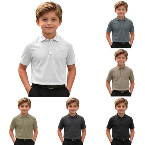 Polo escolar para niños y niñas, de manga corta, para verano, unisex, liso, uniforme escolar, elástico, transpirable, ajuste de polietileno, para deportes al aire libre, para niños de 3 a 14 años, 01