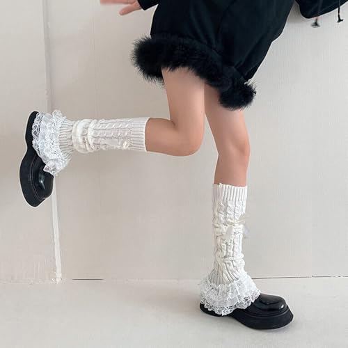 2 Pcs Lace Leg Warmers, Leg Warmers With Bows, Lolita Accessories, Kawaii Cute Y2k Bow Lace Knee Socks for Lolita 5