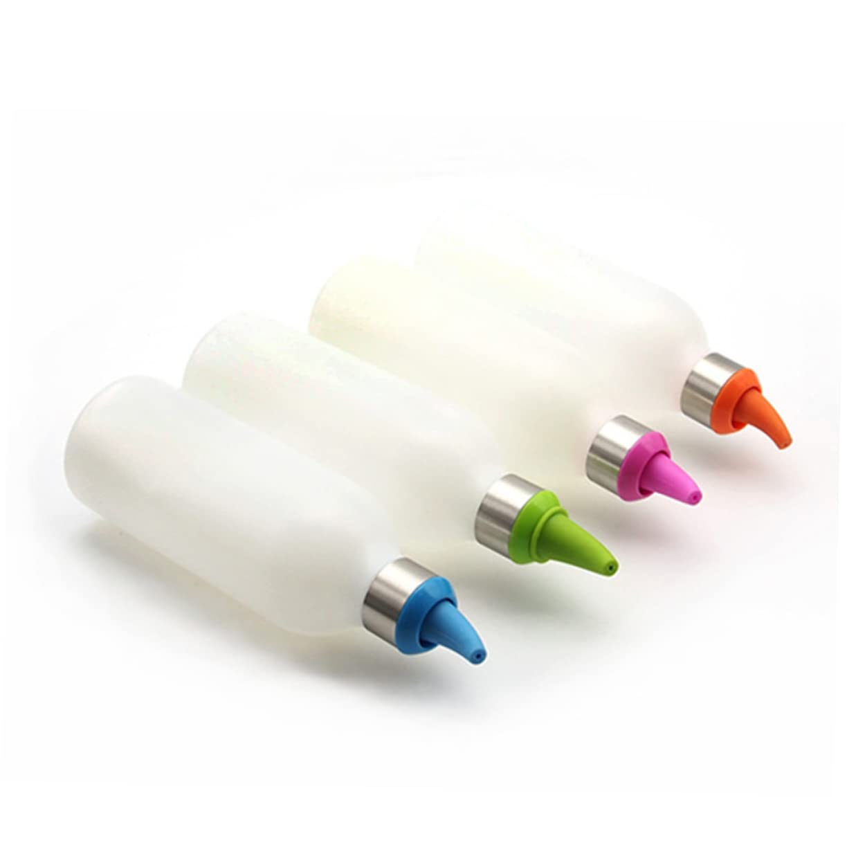 FUNOMOCYA Syrup Pump Dispenser Set Plastic Squeeze Bottles for Condiments Bbq Sauce Vinegar Oil Ketchup Jam