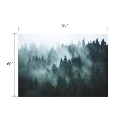 Yisure Misty Forest Tapestry, Foggy Tree Wall Hanging Tapestries Nature Pine Woodland Wall Art For Bedroom Living Room, 80‘’W X 60''L #TOP6