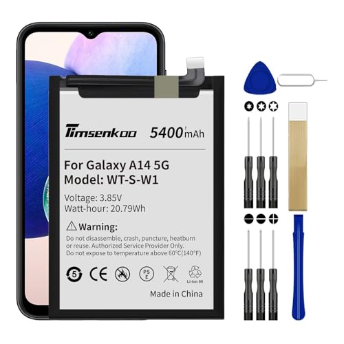 Timsenkoo for Samsung Galaxy A14 5G Replacement Battery WT-S-W1 SM-A146U SM-A146U1 SM-A146B SM-A146P SM-A146W SM-S146VL SM-A146M Battery with Repair Tool Kits Upgraded 5400mAh