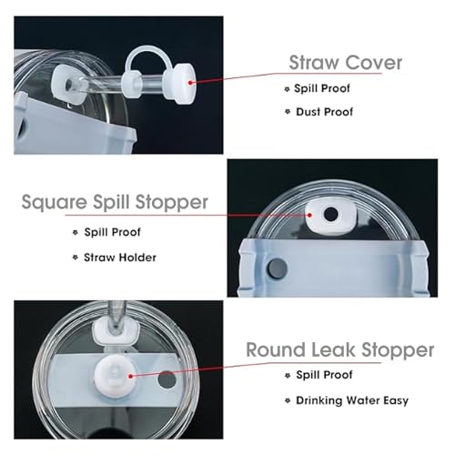 Image of House of Quirk 7 PCS Cup Accessories Set | Tumbler Accessories for 30oz & 40oz | Silicone Boot, Handle Strap, Coin Purse & Straw Covers (White Charms, Tumbler Not Included)
