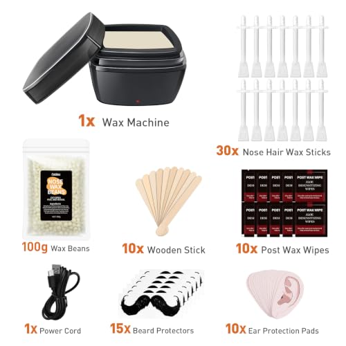 Image of Nose Wax Kit, Nose & Ear Hair Removal, Mini Wax Pot with 30 Nose Wax Sticks