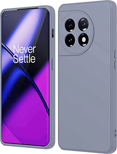 Image of Elzzi Compatible with Oneplus 11r 5G Premium Designer Lightweight Mobile Accessories Trendy Back Cover with Upgraded Square Edges for Camera Protection Shockproof Flexible Silicone (Lavender Grey)