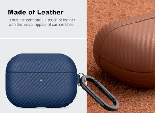 Image of Haobobro Leather Case - for AirPods Pro 3 Case Cover with Keychain - Selected Skin-friendly Leather, Carbon Fibre Texture, Handmade Shockproof Hard Cover for AirPods Pro 3rd Generation Earbuds - White