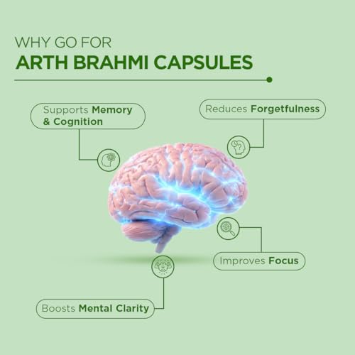 Image of Arth Brahmi Capsules for Memory, Focus, Concentration & Brain Fog Support - 60 Capsules for Men & Women | Bacopa Monnieri Supplement | Enhanced Absorption for Mental Clarity, Alertness & Positive Mood