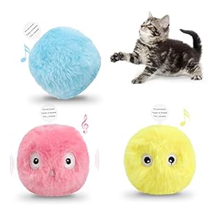 3 Pack Cat Ball Toys,Interactive Plush Cat Toys Balls,Kitten Chirping Balls,Fun Catnip Toys,3 Lifelike Animal Chirping Sounds,Automatic Sound,Kitten Toys for Indoor Cat Dog Kitty Kitten Puppy Exercise