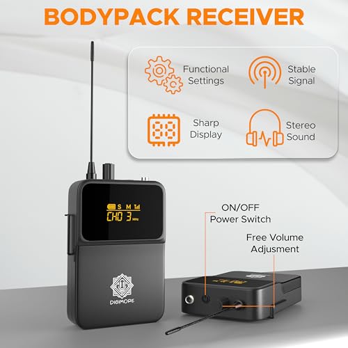 Image of DIGIMORE Wireless in-Ear Monitor System with Earphones | 328 Ft Range | Rack Mount | Professional Stereo Sound Transmitter | for Studio, Guitar, Band Rehearsal, Live Performance (D-800 Pro)
