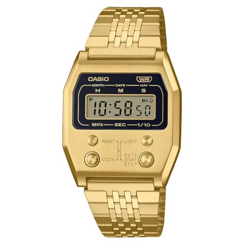 Casio Unisex Watch - A1100G-5DF Gold Dial, Gold Band