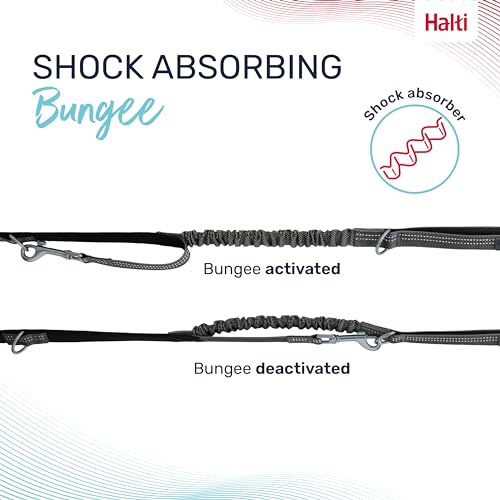 Image of Halti Anatomy Multifunctional Dog Leash | Size Large, Grey | Shock Absorbing Double-Ended Leash, Ideal for Puppy and Dog Walking & Training. Comfortable to Hold, Reflective & Lightweight