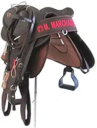 Sela De Cabeça Marrom Australiana Arreada Completa Com Bordado Mangalarga + Acessórios