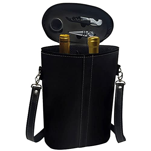 Maleta Boccati em Courino para 2 Garrafas e 3 Acessórios