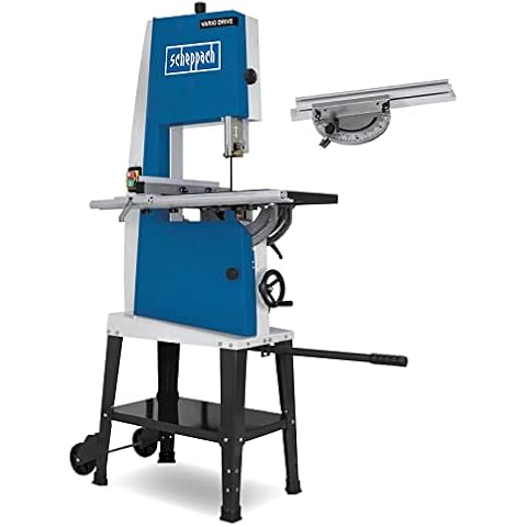 Scheppach Bandsäge BASA3 | 230V mit 800W Leistung | Variable Geschwindigkeit | Durchlasshöhe -, Breite 205mm / 306mm | Grauguss-Tisch | stufenlose Tischverstellung | Untergestell & Querschneidlehre Cover