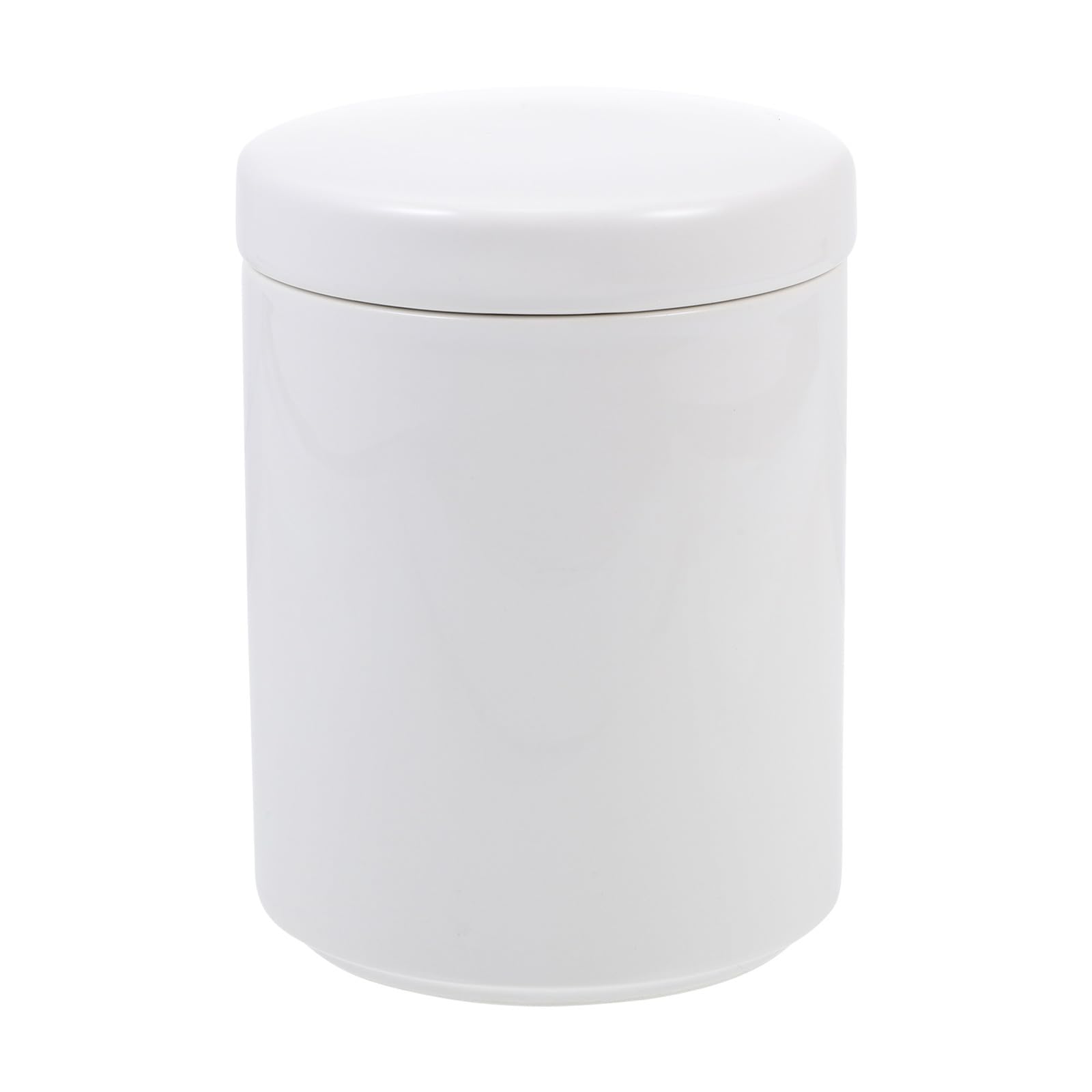 TOYANDONA Contenitore Caffè Sottovuoto in Ceramica Bianco 650ml Coperchio Ermetico e Design Nordico per Conservazione Alimenti e Decorazione Casa