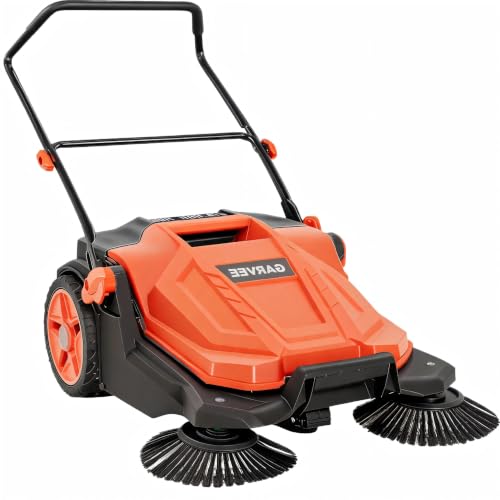 Image of Garvee Hand Push Floor Sweeper, 25.6 in Non-Electric Sweeper, 5.25 Gal Bag