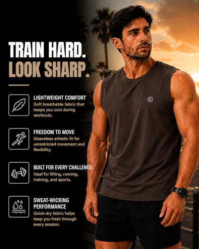Image of CHKOKKO Sleeveless T Shirts Gym Vest for Men Workout Premium Cotton Blend