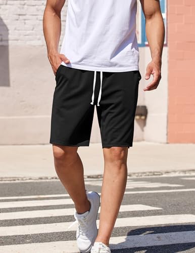 COOFANDY Men's Sweat Shorts 9" Drawstring Elastic Waist Gym Workout Shorts Casual Athletic Jogger Knit Shorts with Pockets2