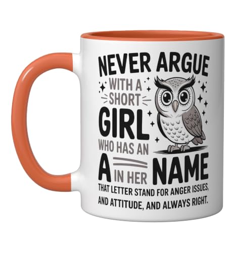 Taza cerámica naranja y blanca 11 oz con frase divertida miniatura 1