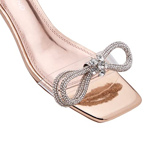 Image of Shoe Land Low Heels for Women 1 Inch Chunky Block Heeled Sandals Square Open Toe Strappy Ankle Strap Dressy Sandals for Wedding Prom Party Office