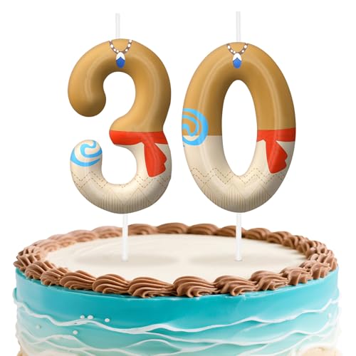 Image of Hawaii Number 30 Birthday Candles, Island Themed Cake Topper for Boys Girls Cake Decorations, Birthday Decorations Party Supplies, Number Candles for Party Decor