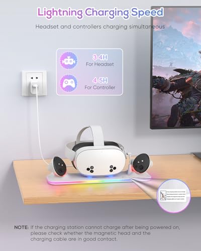 image for Charging Dock for Meta Quest 3S/3, Kinwin Magnetic Charging Station fo