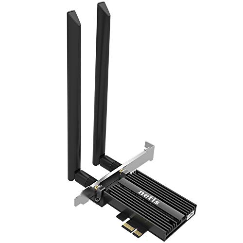 Netis WiFi 6 AX200 802.11AX Dual Band PCIe WiFi Card 3000Mbps with Bluetooth 5.0 and Heat Sink | WiFi Card for PC Desktop, Support Windows10, Linux, Chrome with Standard and Low Profile Bracket (F1)