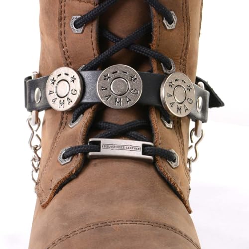 Milwaukee Leather MLA3004 Silver Biker Chain for Motorcycle Boots with 44 MAG Medallion - MLA3004-CHAIN4
