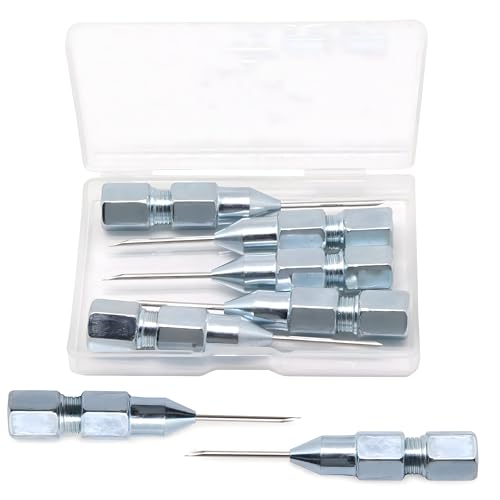 7 Stück Nadel-Zubehörset für Fettpressen 5 Fett Nadeldüse 1 Fettnadelspendern 1 Gumminippel Adapter Tragbare Fettpresse Abnehmbare Fettnippel Grease Needle für Beengte Räume Fettpresse Mundstück