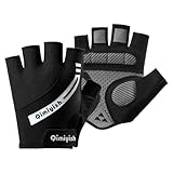 Mecmbj Fahrradhandschuhe Kinder, Fingerlose Handschuhe Kinder, Atmungsaktiv, rutschfest Sporthandschuhe, Radhandschuhe für Jungen und Mädchen, für Outdoor Radfahren, Eislaufen, Klettern(Schwarz)