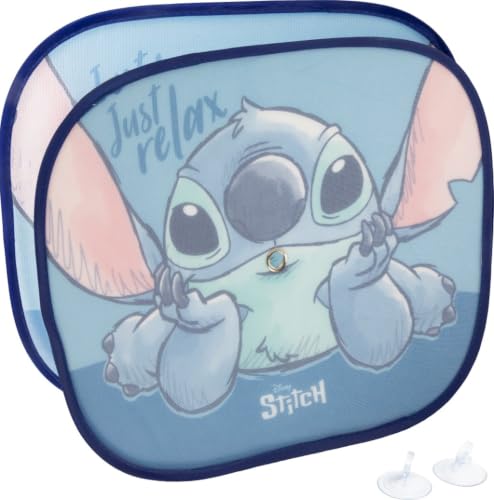 Tataway Par de toldos Laterales Lilo & Stitch Disney Lilo & Stitch de 44 x 35 cm, protección Solar para niños con gráficos de Stitch sobre Fondo Lila