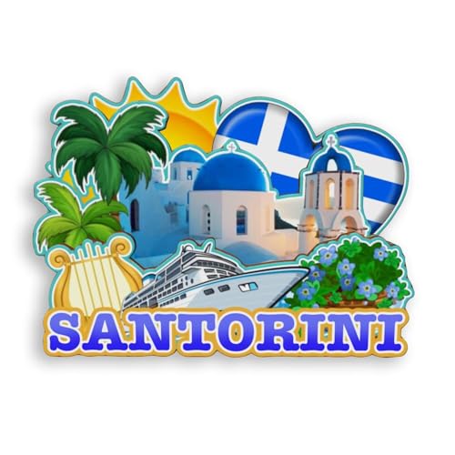 Quwsne Imán para nevera, Santorini, Grecia, imán para nevera, recuerdos de viaje de ciudad, regalos turísticos, monumentos clásicos 3D, hechos a mano, decoración del hogar, 1708