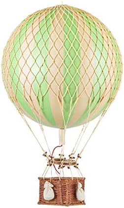 Authentic Models, Floating The Skies Air Balloon, Hanging Home Decor - 22 Inch Height, Historic Hot Air Balloon Model for Home Decor, Detailed Vintage Decorations to Hang from Ceiling - True Green