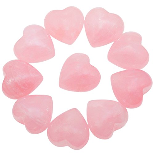 Rockcloud Healing Crystal 0.5 inch Rose Quartz Carved Worry Stone Chakra Reiki Balancing(Pack of 10)