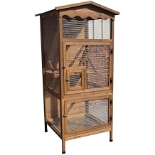 New 70 Large Outdoor Bird Aviary Weatherproof Wooden Indoor Bird Cage Easy Pull Out Clean Tray Asphalt Roof for Finches Doves Parrots Parakeets Canaries Cockatoos Lovebirds Pigeons