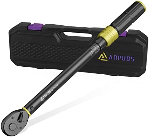 ANPUDS 1/2-Inch Drive Click Torque Wrench, 10-170 Ft-Lb/13.6-230.5 Nm, Dual-Direction Torque Wrench, 72-Tooth Dual Range Scales Torque Wrench with Quick Release Reversible Head for Motorcycle, Car
