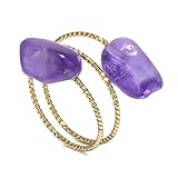 Amethyst Ring for Women, Adjustable Amethyst Ring Gold for Spiritual Jewelry, Natural Healing Purple Gemstone Stackable Rings for Women
