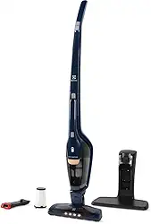Electrolux Aspirador de Pó vertical bateria Ergorapido 2 em 1 luz frontal LED 45 min base recarregamento pedal limpeza facil da escova rotativa aspira escova capacidade 420Ml ERG28 Bivolt Azul