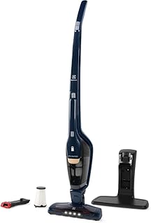 Electrolux Aspirador de Pó vertical bateria Ergorapido 2 em 1 luz frontal LED 45 min base recarregamento pedal limpeza facil da escova rotativa aspira escova capacidade 420Ml ERG28 Bivolt Azul